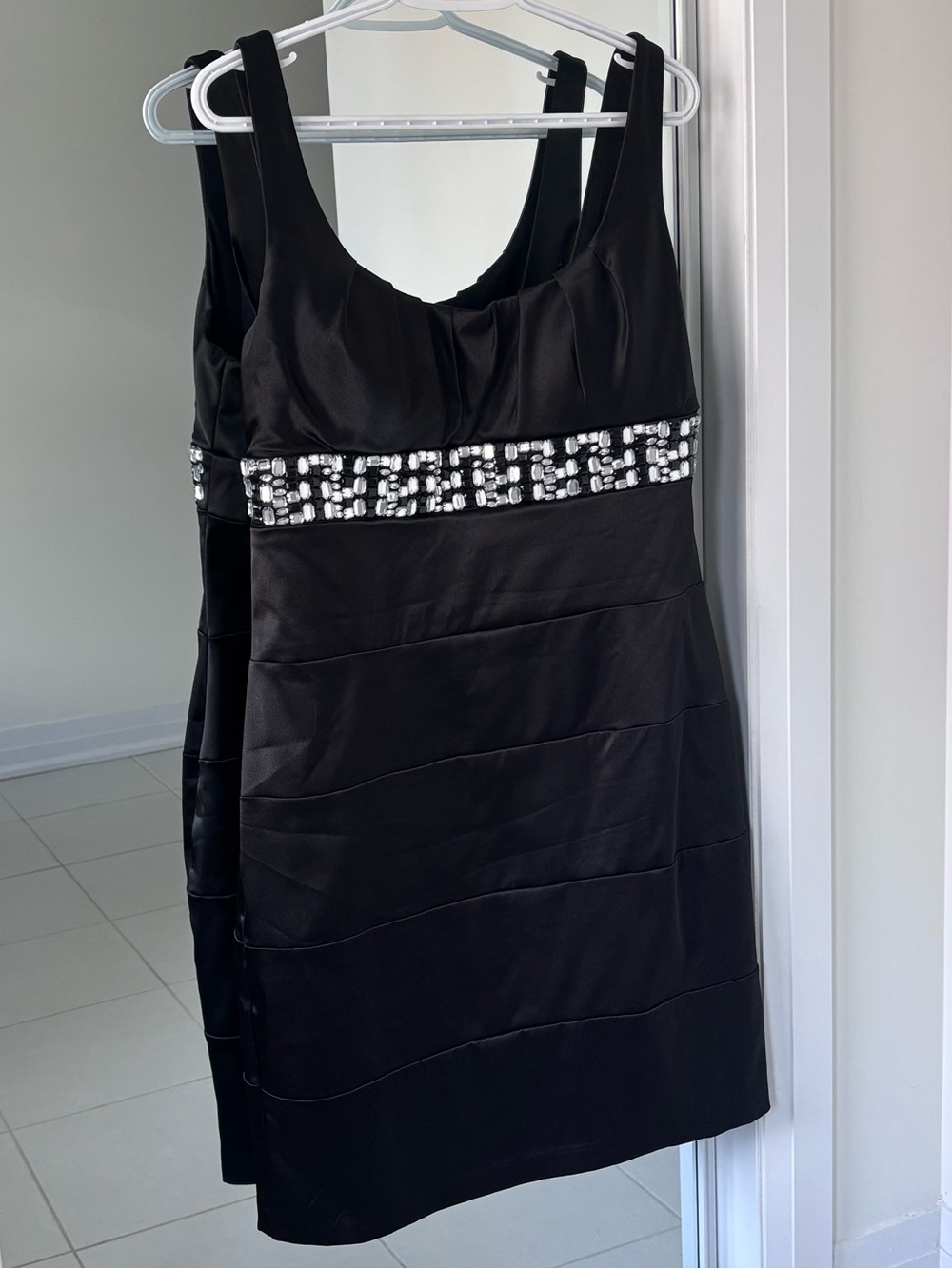 Bisou Bisou Black Mini Dress with Silver Accents
